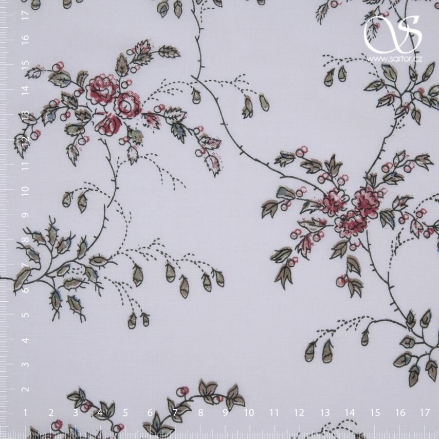 Cotton muslin, Regency floral print, 100% organic cotton (GOTS