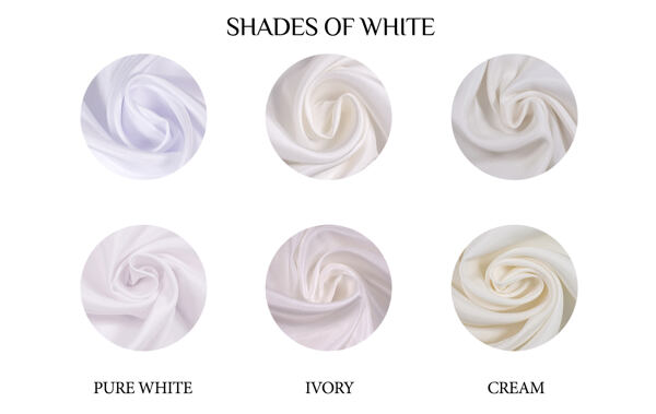 Shades of white for bridal gown fabrics and laces