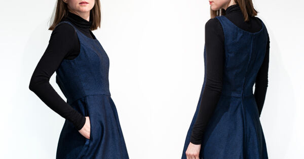 blue pinafore dress