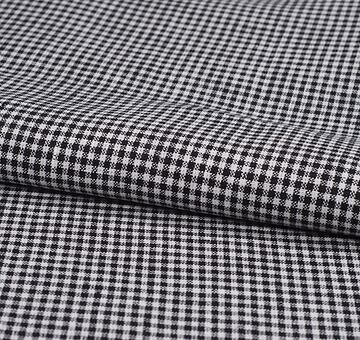 Black and white gingham fine linen print fabric, 100% linen