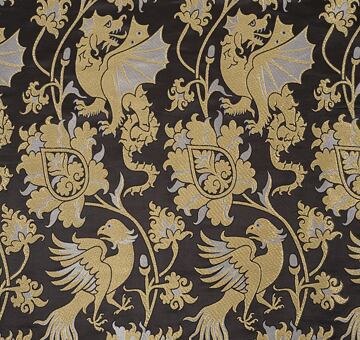 Imperial brocade with Basilisks, silk blend, black, 0.85m