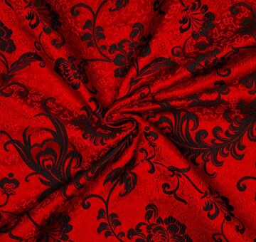 Peacock feather brocade, black and red, 0.85m