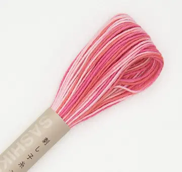 Olympus sashiko thread 20m, pink rainbow 53