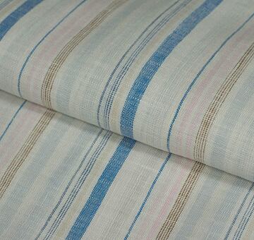 Fine linen with stripes, blue