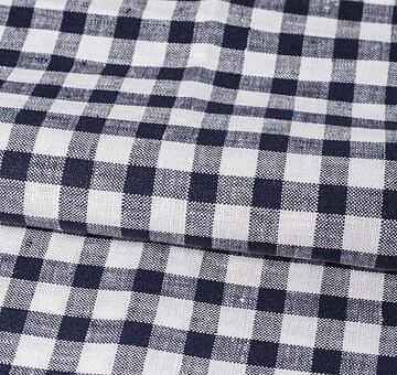 Linen, gingham, dark blue and white