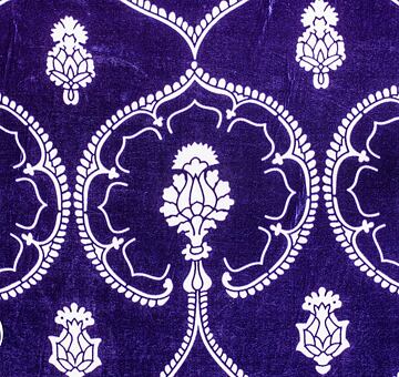 Silk velvet with pomegranate, blue
