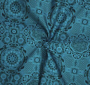 Brocade Ming, turquoise and black