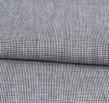 Fine linen fabric, 100% linen, dark blue and white, 2m