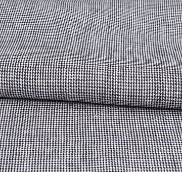 Dark blue-white fine linen fabric, 100% linen