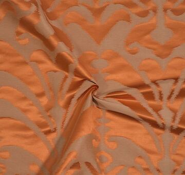 Silk and linen damask, historical style, 100% silk, orange