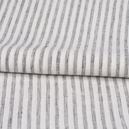 Black-cream linen fabric, 100% linen