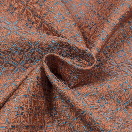Noble brocade, blue and cinnamon