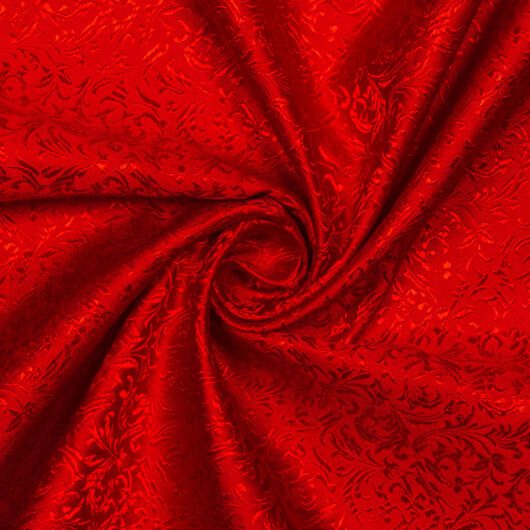 Red brocade jacquard fabric