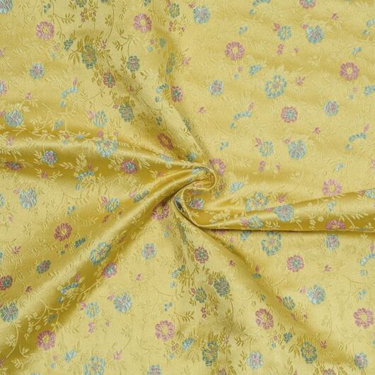 Brocade with floral pattern, pink and gold
