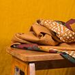 French designer fabric Shade Ochre, EcoVero, ochre