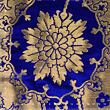 Cloth of gold from Memling's Triptych, handwoven silk with gold, royal blue