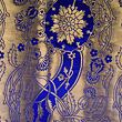 Cloth of gold from Memling's Triptych, handwoven silk with gold, royal blue