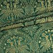 Brocade with falcons in medallions, silk blend with lurex, green and gold