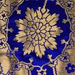 Cloth of gold from Memling's Triptych, handwoven silk with gold, royal blue