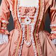 Robe à la française: Period dress made of taffeta from the © Sarus history fashion workshop. Use of the photo without the author's permission is not allowed.