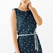Double gauze fabric, organic cotton, Maia floral print, dark blue