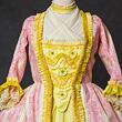 Robe à la française: Period dress made of taffeta from the © Sarus history fashion workshop. Use of the photo without the author's permission is not allowed.
